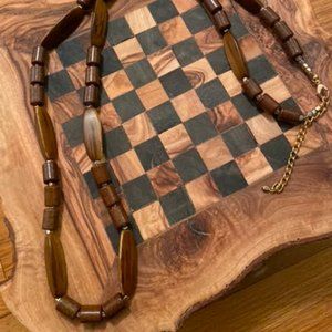NWOT Long Wood Necklace